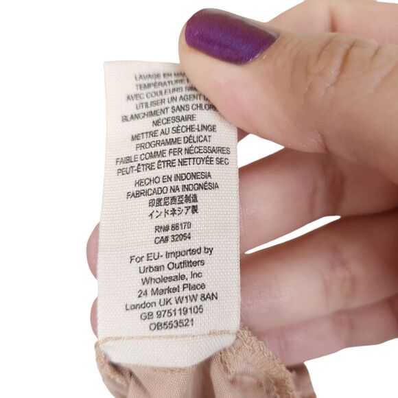 FREE PEOPLE Top Womens XS Blush Pink Metallic Off Campus Button Down‎ Shirt - Picture 8 of 8